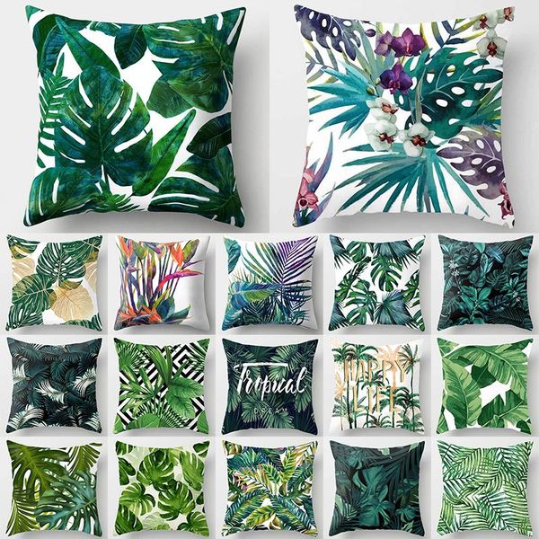 

cushion/decorative pillow tropical leaf cactus monstera cushion cover 43*43 polyester throw pillows sofa home decor decoration decorative pi