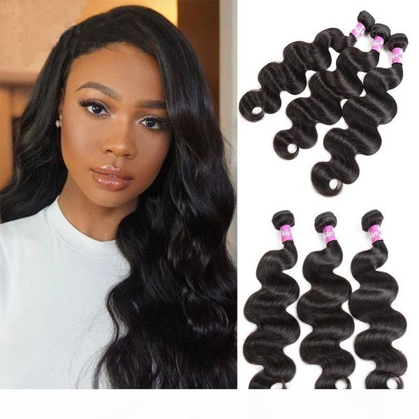 

body wave human hair weave 3 or 4 bundles indian brazilian virgin hair bundles 100g bundle 8-28inch, Black