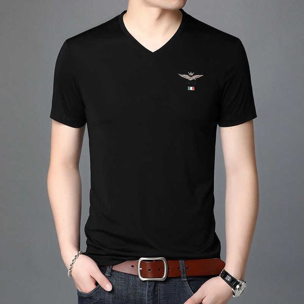 

sleeve t-shirt short 2021 summer leisure short youth v-neck fashion men's v-top, White;black