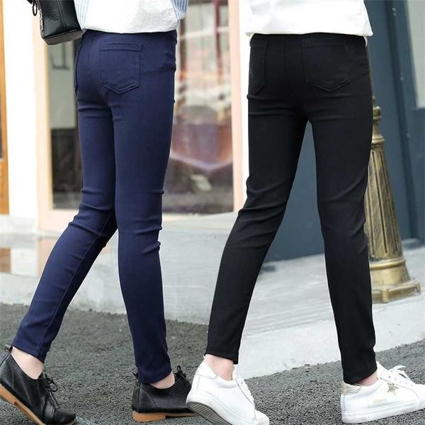 Leggings per ragazze casual color caramello Pantaloni con fondo bianco in cotone Pantaloni skinny per adolescenti per pantaloni sportivi primaverili 6 8 11 anni 211103