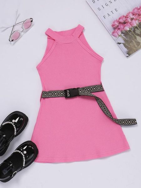 

toddler girls halter neck belted dress she, Red;yellow