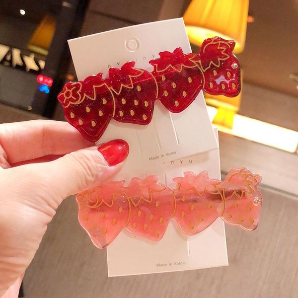 

children's hairpin lolita strawberry headdress acetic acid hairpin side bangs fairy girl side clip accessories for girl, Slivery;white