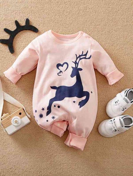 

yierying baby girl elk and heart print jumpsuit she, Blue