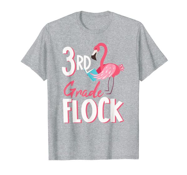 

flamingo reader team 3rd grade flock teacher gift shirt kids, White;black
