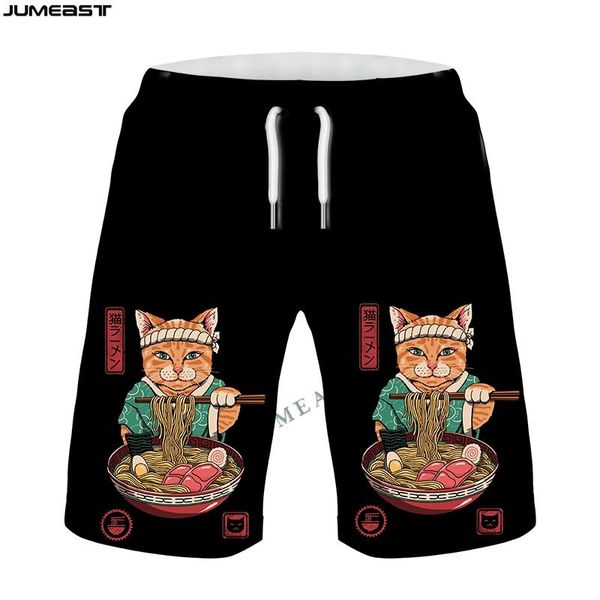

men's shorts jumeast brand men/women 3d printed hip hop japanese samurai cat trunks quick dry beach casual sweatpants short pants, White;black