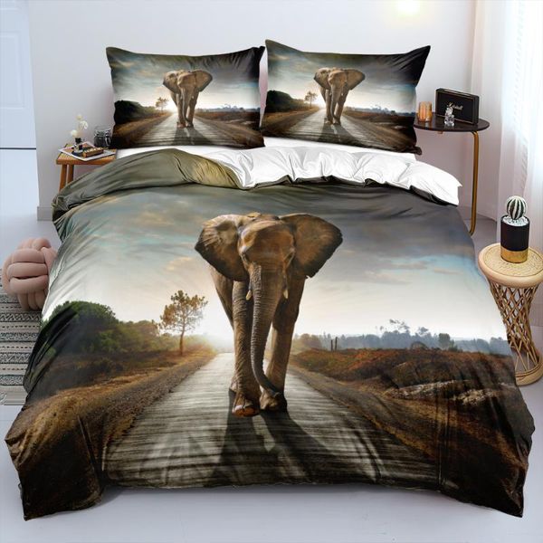 

bedding sets animal comforter cases 3d design elephant quilt cover pillow sham king  super twin size 160*200cm white beddings