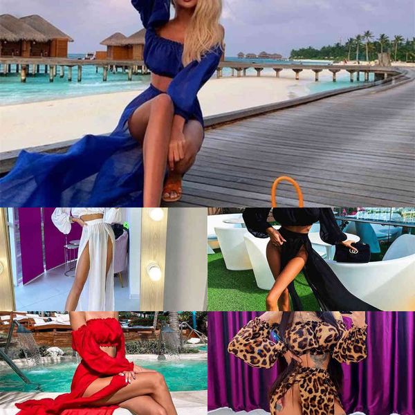 

2021bikini 2021 leopard women's beach cover up swimwear women summer ladies bathing suit two piece dress swimsuit, White;black