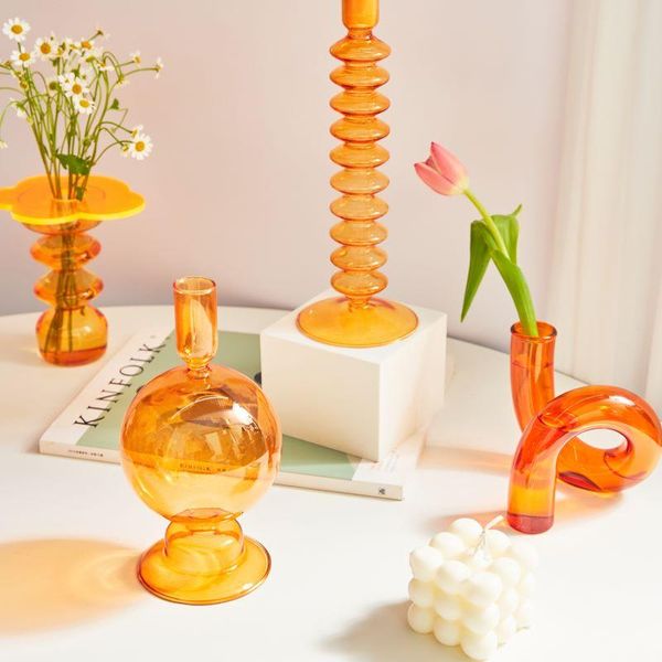 

candle holders glass vases home decoration clear flower vase wedding centerpieces table candlestick holder