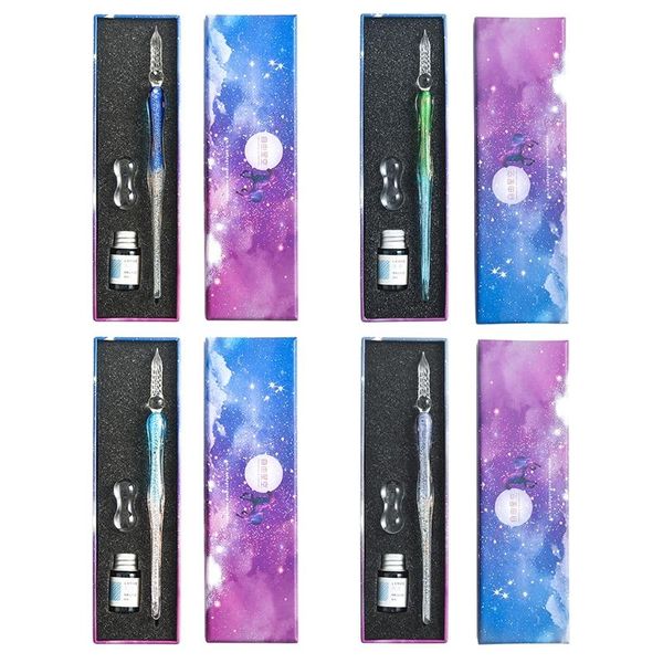 

crystal starry sky glass ink pen dip for writing fountain set gift xxuc pens