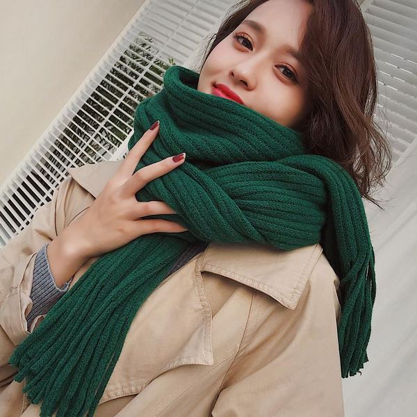 

scarves arrived korean knitted scarf for women winter warm ladies tassel scarfs, Blue;gray
