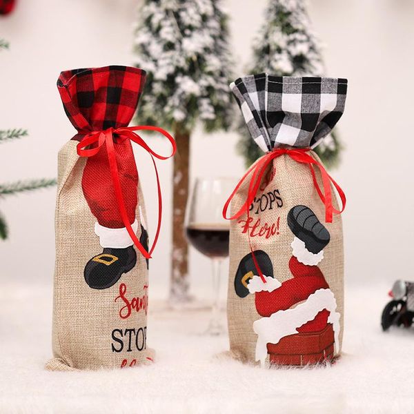 

christmas decorations 2022 wine bottle covers bag merry for home cover noel navidad decor happy year
