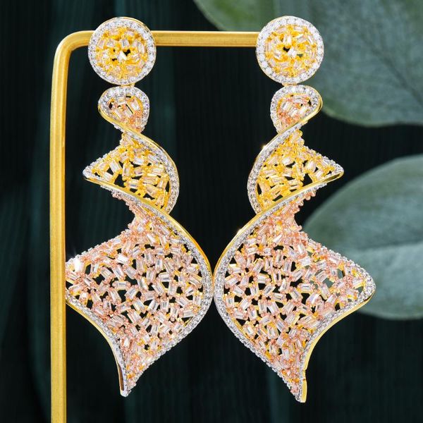 

dangle & chandelier kellybola dubai noble ladies premium cubic zirconia spiral pendant earrings girls first choice jewelry trends in 2021, Silver