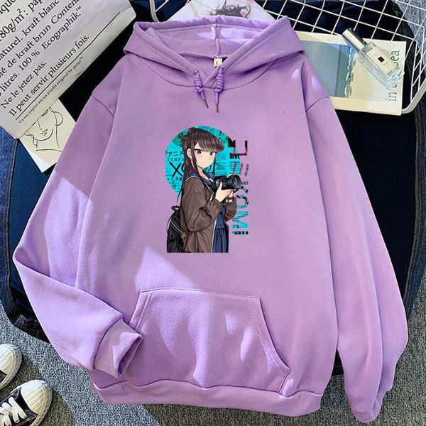 

women's hoodies & sweatshirts anime komi can't communicate winter women/men manga shouko hoodie cartoon clothes funny vintage, Black