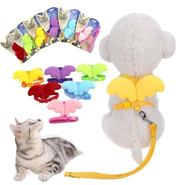 

dog collars & leashes pet leash angel wings cat chain bow-shaped and chest strap dogs accessoires collar