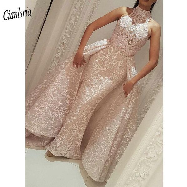 

party dresses gorgeous muslim mermaid evening dress high neck detachable train islamic dubai kaftan saudi arabic, White;black