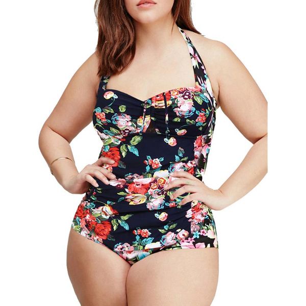 

one-piece suits plus size swimwear women girls beachwear floral one piece swimsuit summer dress beach swimming large bathing suit