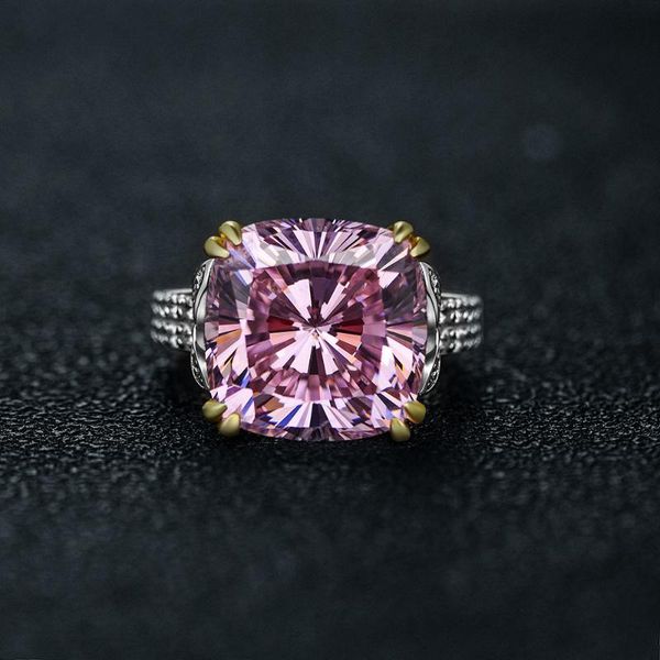 

cluster rings 100% real s925 sterling silver zircon glisten fine jewelry accessories exquisite 14*14mm, Golden;silver