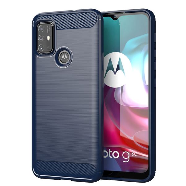 Fibra de carbono para Motorola Moto G30 G30 Case Armor Slim Proteção Soft TPU Telefone Silicon Moto E7 Power G9 Play E7 Plus Capa