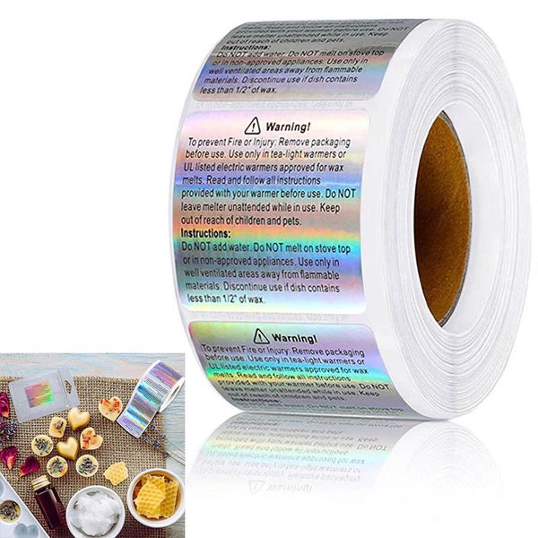 

gift wrap 600pcs laser warning candle label waterproof jar container stickers wax melting safety vow sticker for