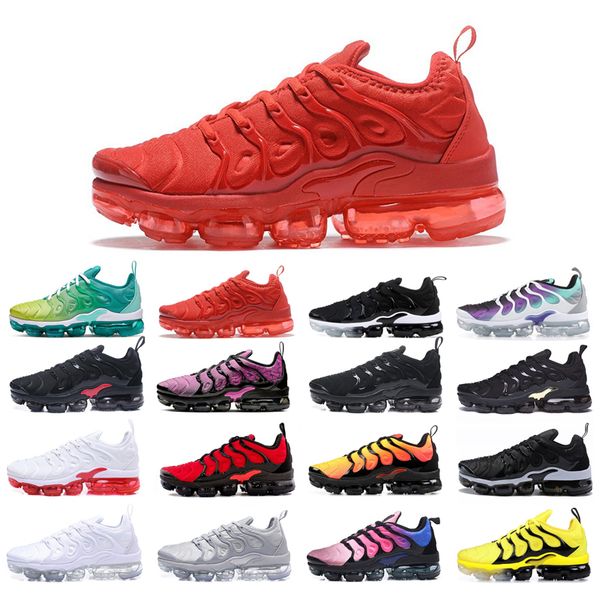 

plus running shoes mens womens triple white bred core black dmp sunset blue fury zebra aurora green psychic pink lemon lime cool grey size 3, White;red