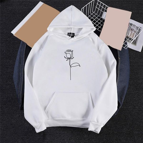 

women's hoodies & sweatshirts autumn winter fleece hoodie fashion harajuku korean loose street flower print couple warm comfortable cas, Black