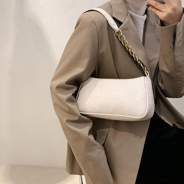 

shoulder bags stone pattern small pu leather for women 2021 summer simple handbags and purses female travel totes chain