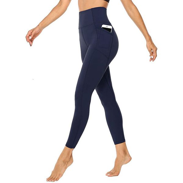 

women tight elastic solid pocket fitness clothing sport broek, Black