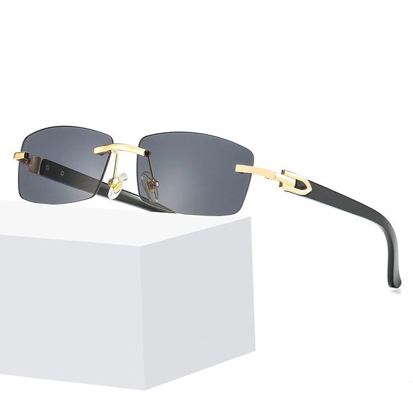 

designer sunglasses frame frameless trend cut corner personality jelly color pc material imitation buffalo horn glasses with box female 2021, White;black