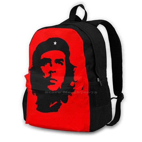 

backpack che guevara rebel revolution marxist revolutionary cuba power to the people black on red. rucksack knapsack storage bag