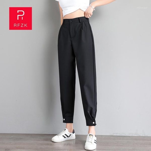 

women's pants & capris rfzk 2021 spring elastic high waist ladies trousers loose casual beam feet femme women harem, Black;white