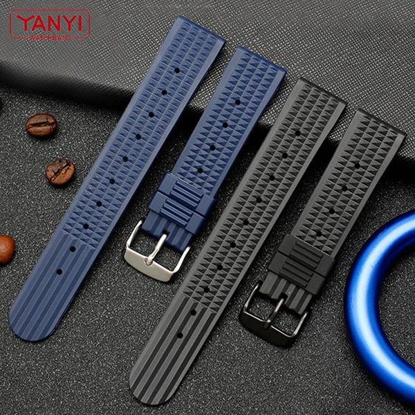 

watch bands rubber strap 20mm 22mm watchband for srp777j1 band diving waterproof bracelet blue prevent dust wholesale, Black;brown