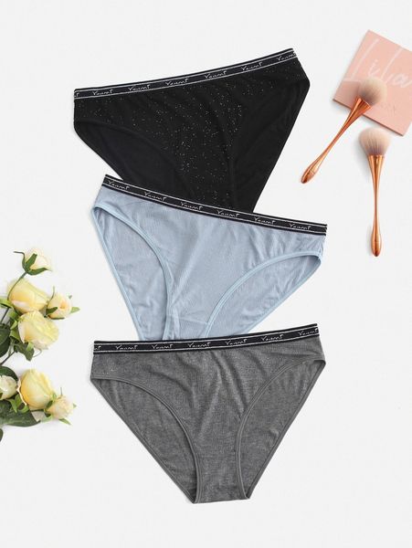 

3pack plus letter tape panty c9cs#, Black;white