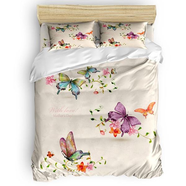 

bedding sets butterfly flowers vintage style duvet cover set warm and comfortable bedroom supplies comforter 2/3/4pcs