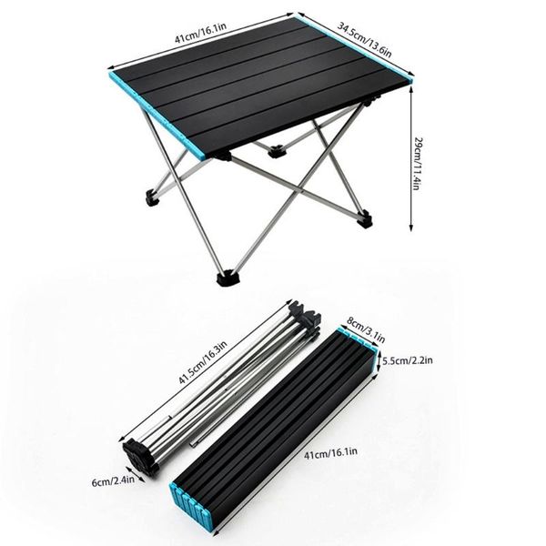 

camp furniture outdoor folding portable picnic camping table aluminum roll-up with easy carrying bag indoor