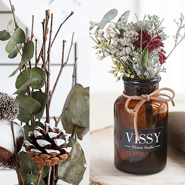 

decorative flowers & wreaths wedding flower brown dried vase po props shooting home decoration bouquet-brown set .