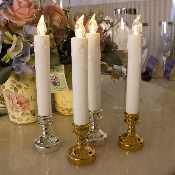 

4pcs flameless led candle lights with holder wedding dinner party accessories