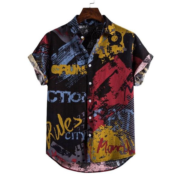 

men's casual shirts the most fashionable summer shirt sleeves hawaiian short with korean layering thin, White;black