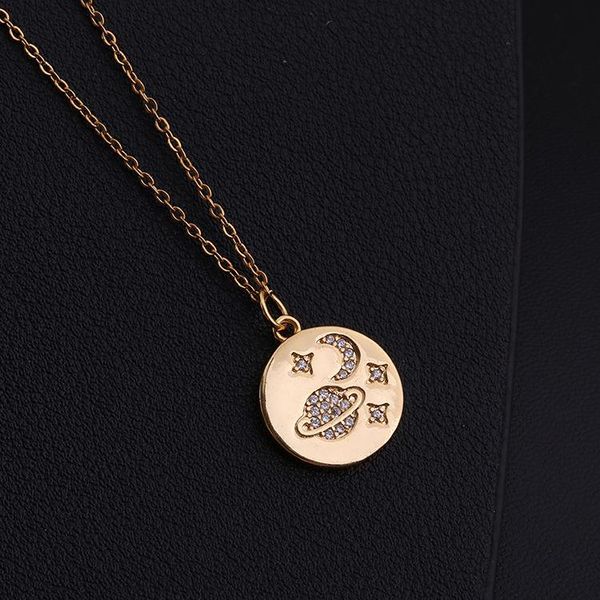 

pendant necklaces solar system star moon women necklace pave charm chain for jewelry gift, Silver