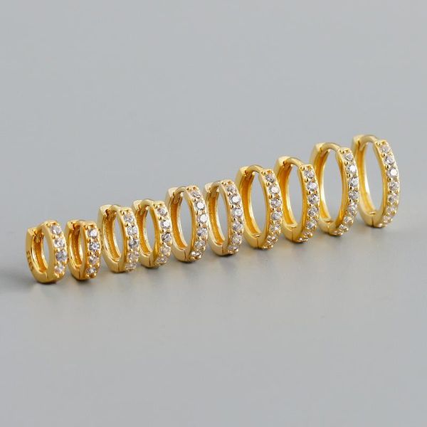 

hoop & huggie enosola real 925 sterling silver gothic simple white zircon earrings for women men charms unique party couple jewelry 2021, Golden;silver