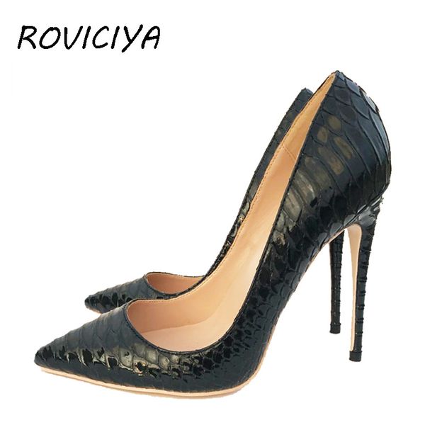Marca Stilettos Black Apricot Snake Princied Women Shoes High Heel 12cm 10cm 8cm Party Shoes for Women Pumps YG022 Rovicha 210225