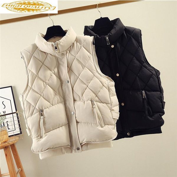 

women's vests ayusnue vest autumn winter sleeveless jacket women down cotton coat puffer korean chalecos para mujer kj3867, Black;white