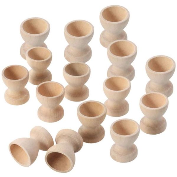 

15 pcs easter egg holder wooden storage egg cups stands eggs holding cups for home
