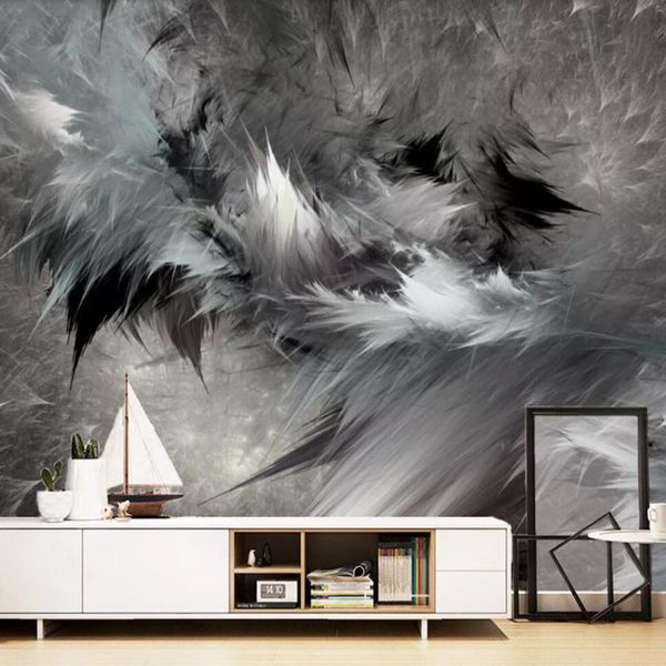 

wallpapers custom 3d mural wallpaper nordic abstract art black and white feather stereo background wall