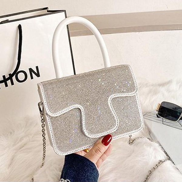

evening bags diamond-studded chain bag women 2021 fashion retro messenger office shoulder handbag ladies