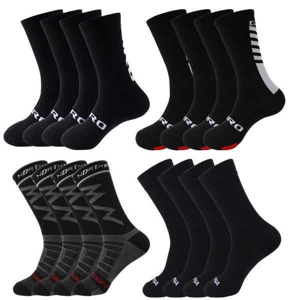 

sports socks 4 pairs cycling compression crew soccer woman men basketball, Black
