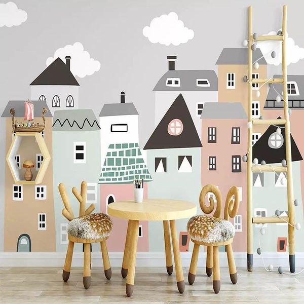

wallpapers custom mural wallpaper for kids room hand painted small house children bedroom decorative murals papel de parede self adhesive