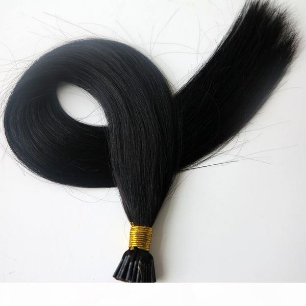

pre bonded i tip brazilian human hair extensions 50g 50strands 18 20 22 24inch #1 jet black indian hair products