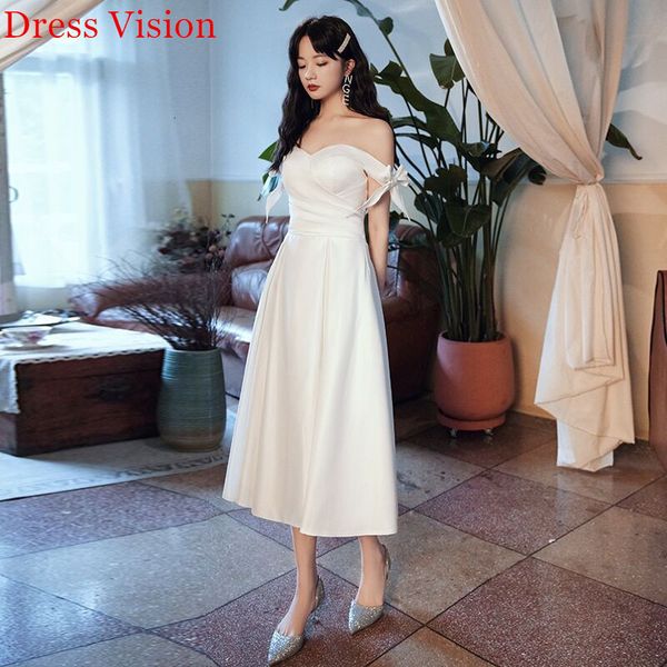 

2021 satin tea-length wedding mariee vestidos formal robe de soiree bride to be suknia lubna 9hlp, White