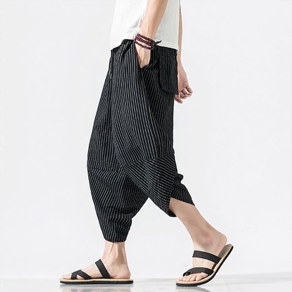 

summer loose harajuku casual linen women pant harem jogger fitness trousers, Black