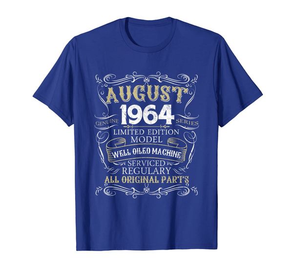 

funny 55th birthday born in august 1964 t-shirt 55 years old, White;black